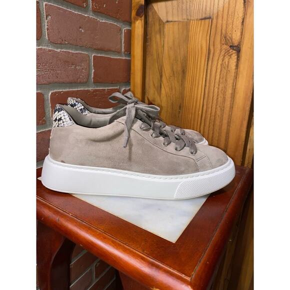 VINCE Brown Suede Platform Sneakers via SNAKESKIN HEEL Size 9.5 $280 retail - Picture 3 of 6